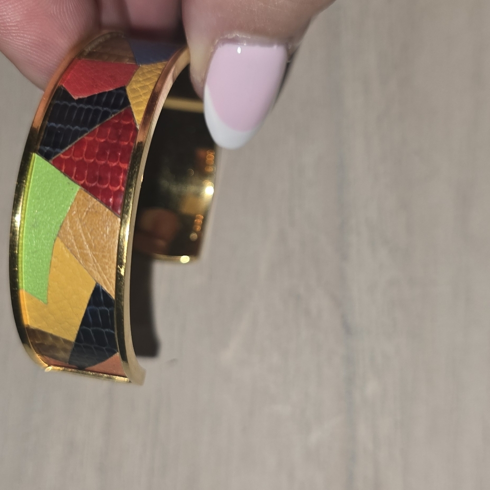 Hermes Gold Multicolor Patchwork Bangle Bracelet … - image 6